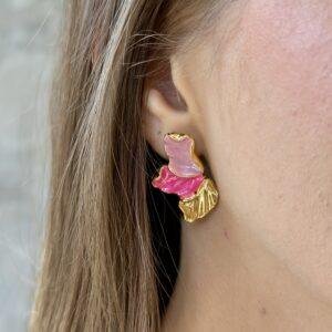 Brinco Meia Pétala P - Rosa