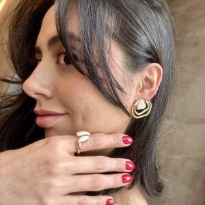 Conjunto Brinco e Anel Clarice - Pérola